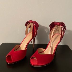 Red Heels with Rhinestone Bows